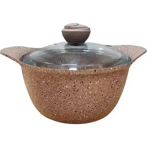 Каструля зі скляною кришкою O.M.S. Collection 3120 з гранітним покриттям 26 см 5.6 л Коричневий (Туреччина) - фото 1