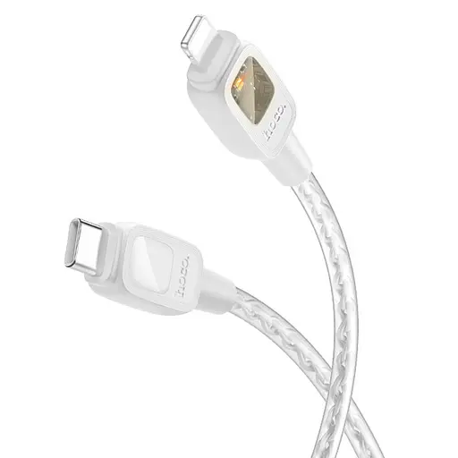 Дата кабель Hoco U124 Stone silicone power-off Type-C to Lightning (1.2m) Gray - фото 2