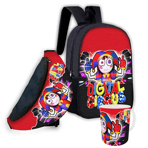 Набір дитячий цифровий цирк рюкзак 36х27см сумка-бананка, кружка з принтом для хлопчика (01618)