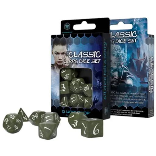 Набір кубиків Classic RPG Olive & white Dice Set , 7 шт. (SCLE10) - фото 1