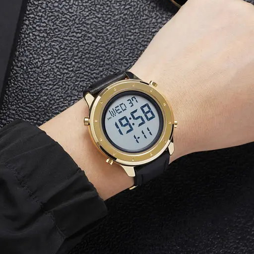 Наручний годинник чоловічий 1864LGDWT Gold-White Leather Skmei acs0030522 - фото 3