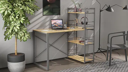 Письмовий стіл Ferrum-decor Серії Конект з етажеркою 75x120x60 сірий ДСП Дуб Артізан 16мм (FRD-104232) - фото 2