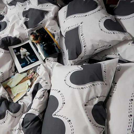 Комплект постільної білизни Moon&Star Бязь Gold Люкс Grey Love Полуторний Євро 160х220наволочки 4х50х70 - фото 7