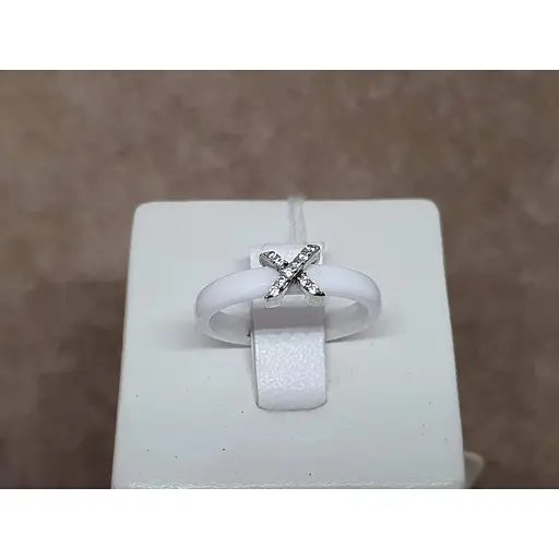 Срібне кільце Aurora з керамікою і фіанітами. С1164Б 16,5 - фото 4