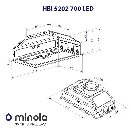 Вытяжка полновстраиваемая Minola HBI 5202 WH 700 LED - фото 10