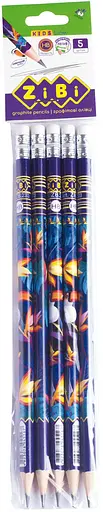 Олівець графітовий ZiBi Exotic, HB, з гумкою, 10 шт., zb.2313-5