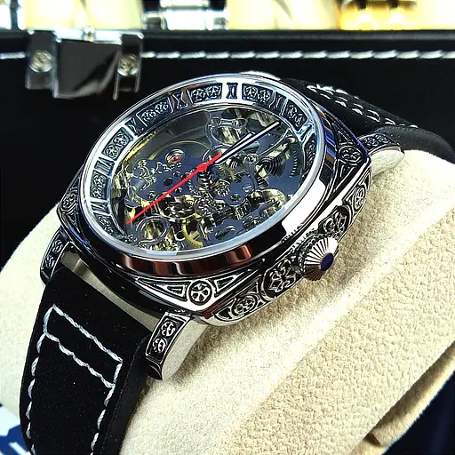 Механічні Наручний годинник скелетон з автопідзаводом Skmei 9271 Black, 9271BK (18388) - фото 8