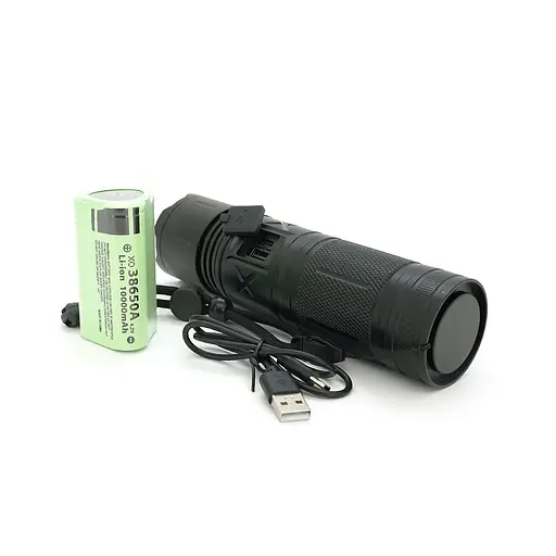Фонарь поисковый BP-W920 LED PM60, Zoom, 4 режима, индикация заряда, питание от 3*18650, IP65, кабель USB, 210х100х70мм, 0,570кг, Black, BOX - фото 2