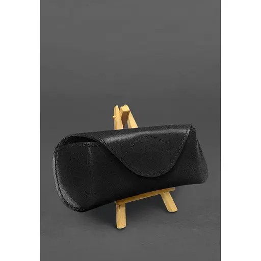 Кожаный чехол для очков BlankNote Краст с клапаном на магните Черный  - фото 3