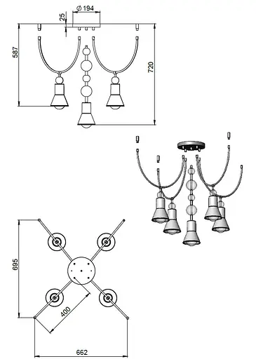 Люстра ARCH 5U PikArt арт. 23665 Золотий - фото 2