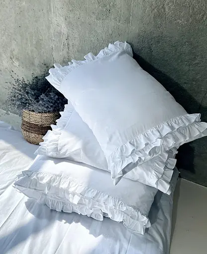 Комплект постільної білизни полуторний з рюшами 155х215 см варена бавовна White Dream Білий (2003/2wR) - фото 2