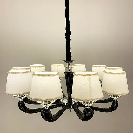 Люстра с элементами черной экокожи на 10 абажуров Line.F S 6610/10 BK - фото 6