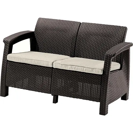 Диван садовий Keter Corfu II Love seat пластиковий коричневий