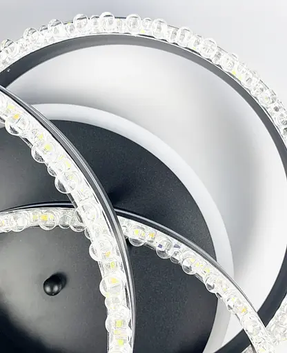 LED світильник чорний на 3 кільця з хромованою смужкою d30 см Line.F A 55063/3С RGB BK+CR - фото 3