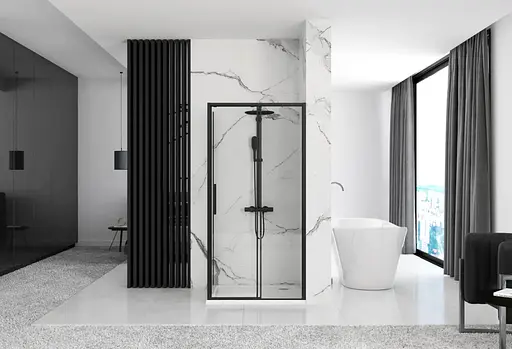 Душова кабіна Rea Rapid Slide 100x120 black REA-K6423 + REA-K6402, Чорний матовий, Універсальна, прозорий - фото 5