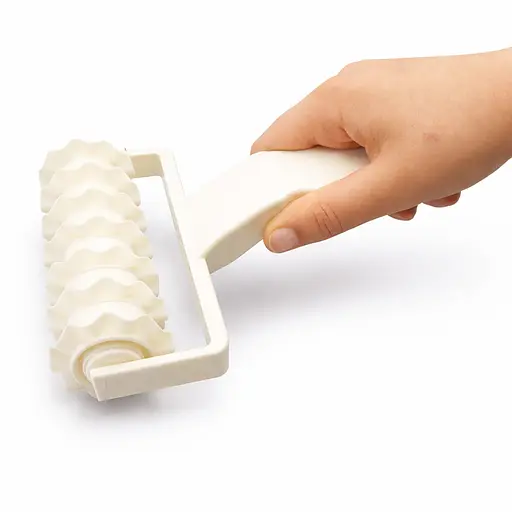 Скалка валик накатка нож ролик резак кондитерский для нарезки теста и мастики Волна Белый 88147 - фото 3