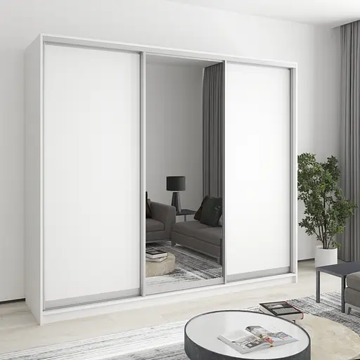 Шафа-купе тридверна MebelStar Комбо AL 2ДСП/Дзеркало 240x60x210 см Аляска білий (MBS-3340)