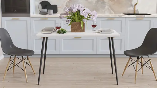 Кухонний стіл Марсель 30 Ferrum-decor 75x120x60 Чорний метал ДСП Білий 32 мм (FRD-106741)