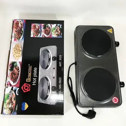 Электроплита Domotec MS-5822 — дисковая настольная плита на 2 конфорки, 2000 Вт - фото 6