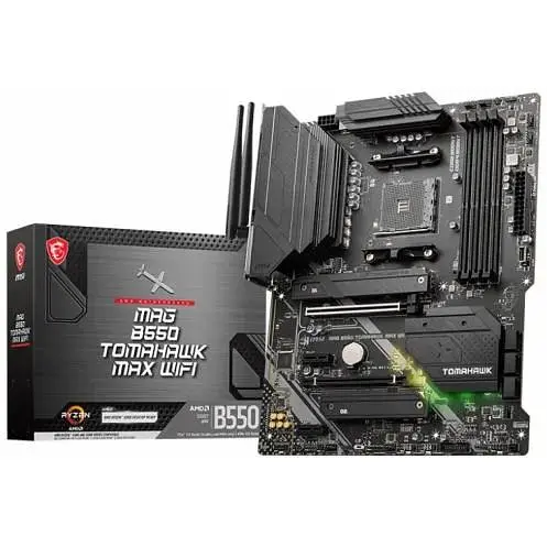 Материнська плата MSI AM4 (B550) MAG B550 Tomahawk MAX WIFI, B550, 4xDDR4, CrossFire, Int.Video(CPU), 6xSATA3, 2xM.2, 1xPCI-E 16x 4.0, 1xPCI-E 16x 3.0, 2xPCI-E 1x 3.0, ALC897, RTL8125B, WiFi 6, Bluetooth 5.2, 7xUSB3.2/6xUSB2.0, HDMI/DP, ATX - фото 2