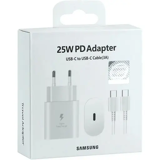 Комплект зарядного пристрою Samsung 1Type-C PD25W Type-C to Type-C 1:1 White - фото 3