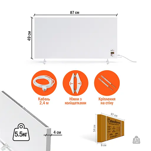 Обігрівач TehnoTerm STT-400 з терморегулятором до 11 м², електричний конвектор на 400 Вт білий - фото 7