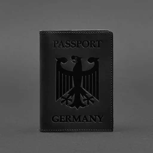 Кожаная обложка для паспорта с гербом Германии черная Crazy Horse - фото 5