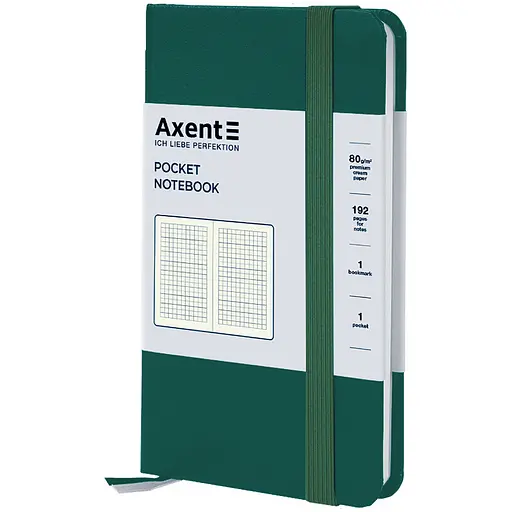 Книга записна Axent Partner в клітинку 95x195 мм 96 аркушів зелений ліс (8301-61-A)