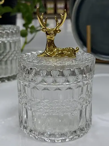 Конфетница Olens 8030-386 Золотой олень стекло с фацетированным дизайном 250 мл Прозрачный - фото 4