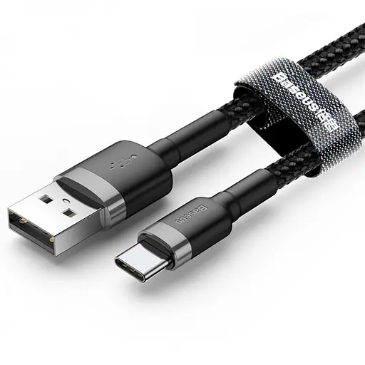 Кабель Baseus Cafule USB 2.0 to Type-C 3A 1 м Чорний/Сірий (CATKLF-BG1) - фото 1