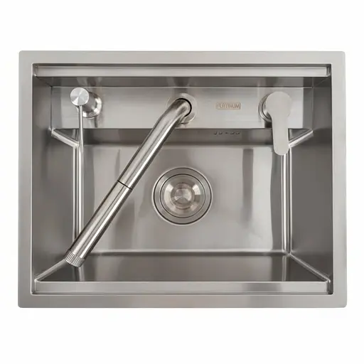 Кухонна мийка CM 47x38 прихована нержавійка Platinum Handmade + змішувач, Нержавіюча сталь - фото 8