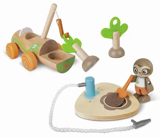 Деревянный развивающий игровой набор Hape Электрокар для посадки деревьев E3417 - фото 4