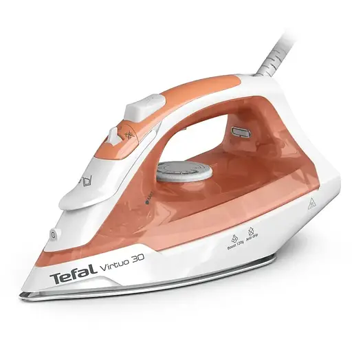 Паровой утюг Tefal Virtuo FV2C40E0, 120 г/мин, 0,24 литра, 2000 Вт, Белый / Оранжевый - фото 1