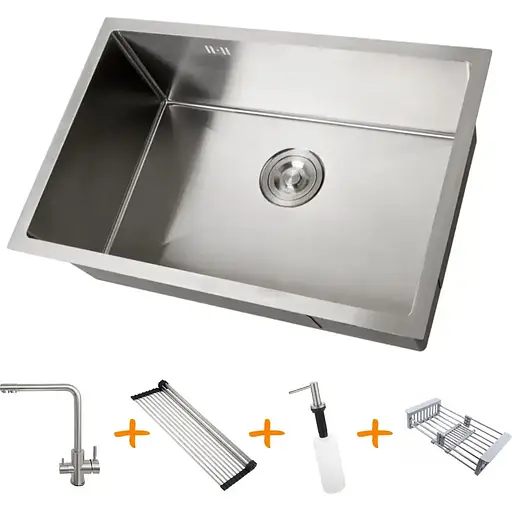 Комплект кухонної мийки та змішувача Nett з нержавіючої сталі NS-6845 - фото 2