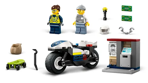 Конструктор LEGO City Преследование на полицейском мотоцикле 65 деталей (60455) - фото 12