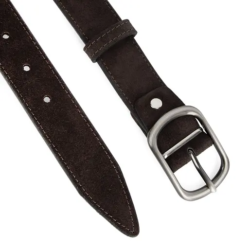 Ремень женский замшевый SF-3529 темно-коричневый с серебряной пряжкой (125 см) - фото 3