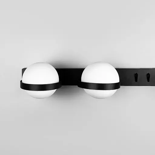 Бра ліве у чорному видовженому корпусі із 2-ма плафонами та підставкою 60х17 см Line F Арт. B93/2 L BK (лівий) - фото 2