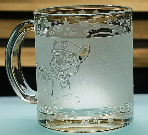 Дитяча скляна чашка-кружка 320 мл з гравіюванням Щенячий патруль Гонщик - фото 3