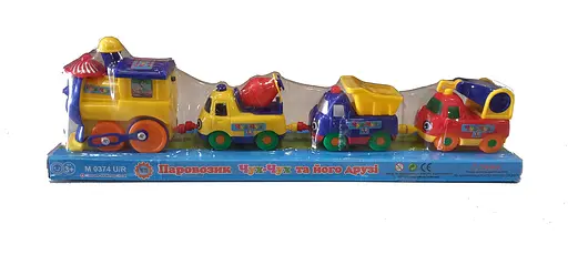Паровоз M 0374 U/R стройтехника на магнитах, на батарейке, в слюде (6903118343011) Желтый - фото 1
