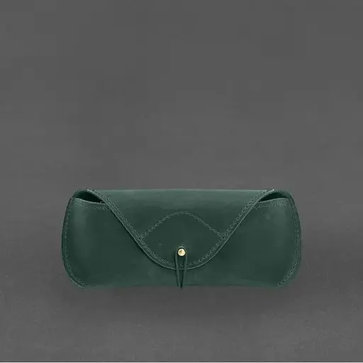 Кожаный чехол для очков BlankNote Crazy Horse с клапаном на резинке Зеленый  - фото 2