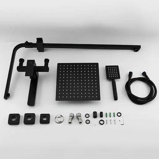 Душевая система Frap F24802-6, излив - переключатель на лейку, 1 режим, Черный матовый - фото 6