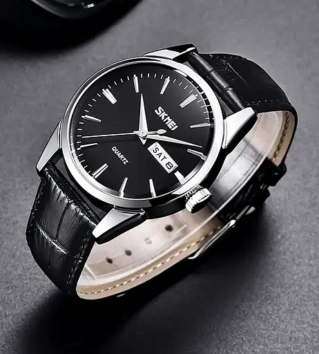 Часы мужские наручные Skmei 9073 (Серебристые с черным циферблатом) - фото 6