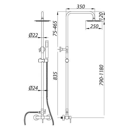 Душова система Zerix LR72405 LL1473, Нержавіюча сталь - фото 5