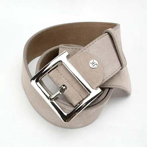 Ремень женский широкий замшевый JK-5017 бежевый с серебристой пряжкой (120 см) - фото 3