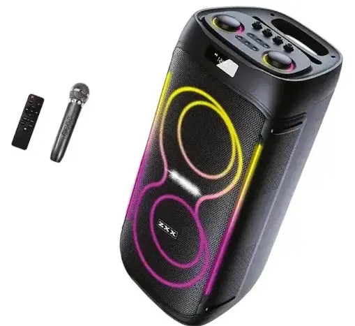 Портативна колонка ZXX-5509 з мікрофоном караоке RGB підсвічування пульт TWS/FM/USB Чорний - фото 3