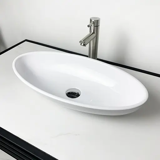Раковина Adamant умывальник ANDERE NEW искусственный камень овальная без перелива белый - фото 2