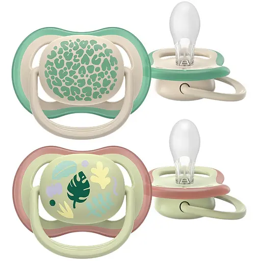 Пустышка Philips Avent Ultra Air 6-18 мес. 2 шт. бежевая с зеленым (SCF087/17)