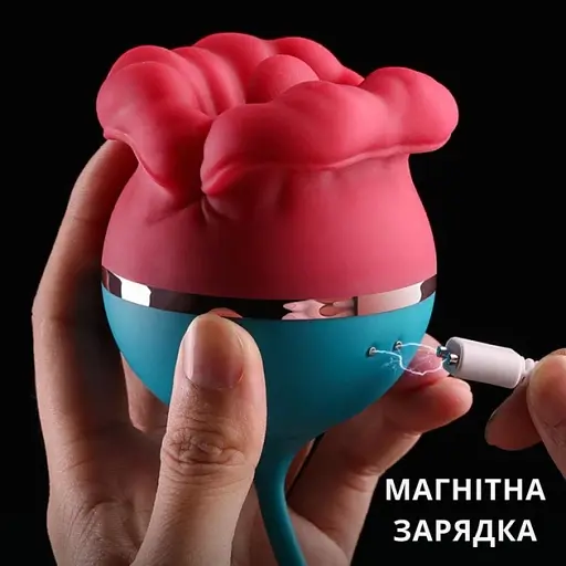 Вібратор та вакуумний стимулятор для клітора I’MCUM Dream Mouth з вібрацією, смоктанням та поштовхами Червоно-зелений (IM-KST234) - фото 7