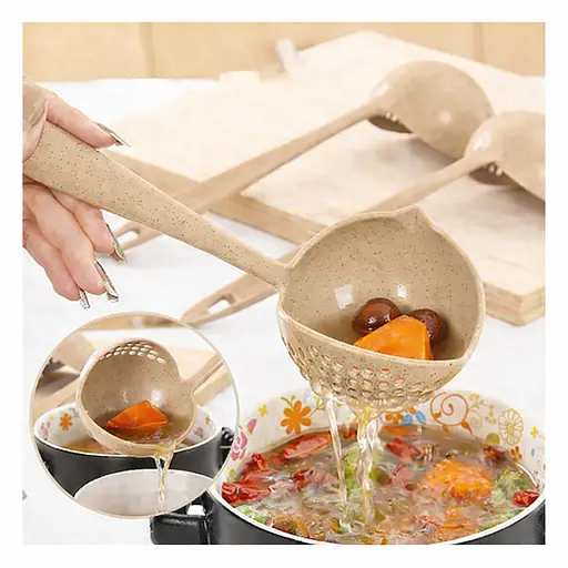 Ополоник-шумівка MagicKitchen 2 в 1 із ситом для супу та проціджування Бежевий 88308 - фото 4