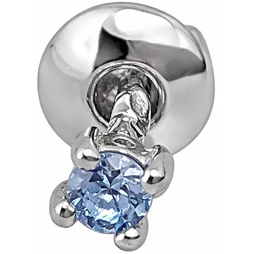 Серебряная моносерьга пуссета с фианитом. 3004.9С Синий (топаз) - фото 1